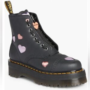 SINCLAIR LEATHER HEART PLATFORM ZIP-UP BOOTS
